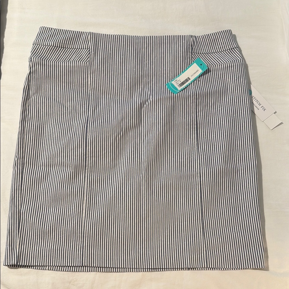 TRIBAL Tyla Skirt Blue and White Stripped Shimmer Size 14 Stitch Fix Exclusive